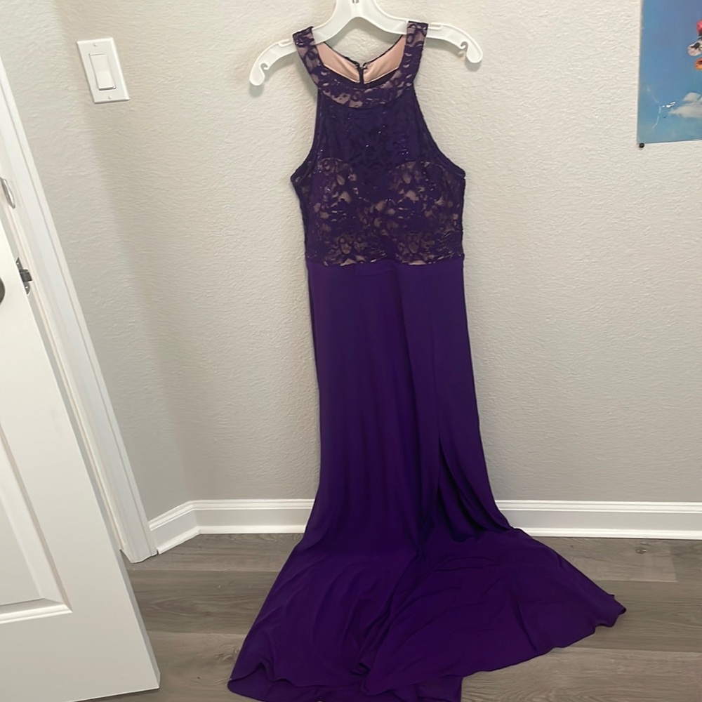 Purple halter prom dress